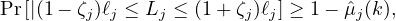 Pr[|(1- ζj)ℓj ≤ Lj ≤ (1+ ζj)ℓj] ≥ 1 -μˆj(k),
                        